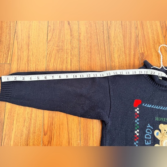 Vintage kids holiday Navy Teddy Bear Sweater - Picture 11 of 11